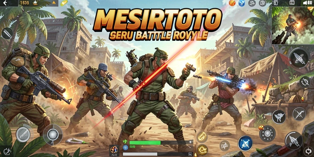 Screenshot gameplay MESIRTOTO menampilkan pertarungan seru dalam Battle Royale.