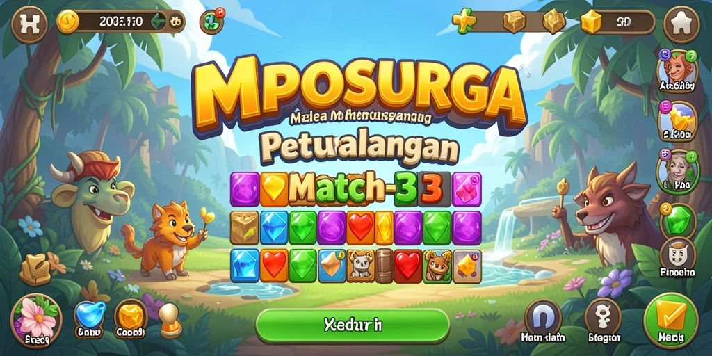 Tampilan gameplay seru dari MPOSURGA dengan tantangan Match-3.
