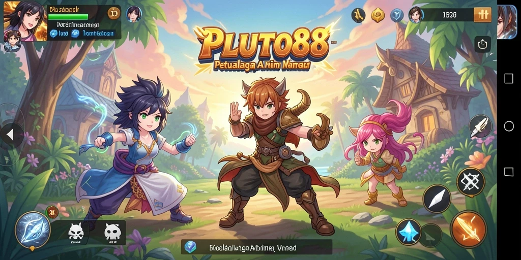 Screenshot gameplay PLUTO88 dengan karakter anime yang ikonik.