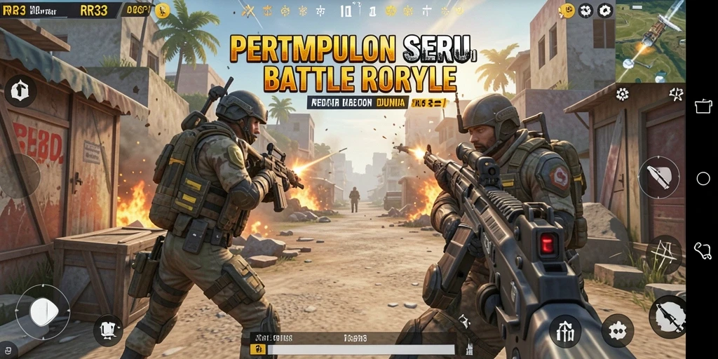 Tangkapan layar menunjukkan momen aksi seru di game Battle Royale.