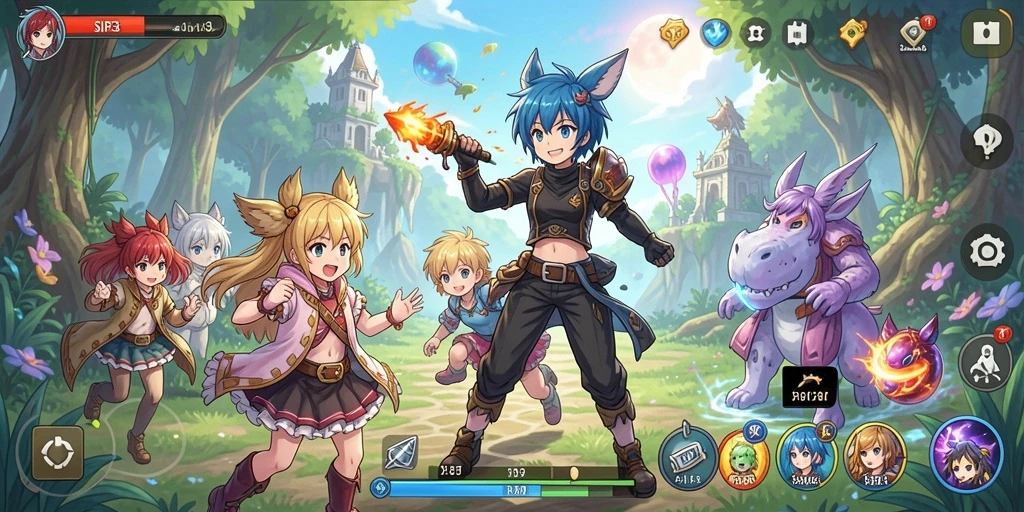 Tampilan screenshot gameplay SIP33 yang menampilkan aksi karakter Anime.
