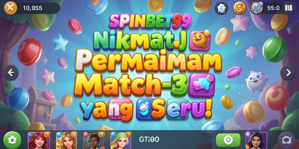 Tampilan dinamis gameplay Match-3 SPINBET99 yang menawan.