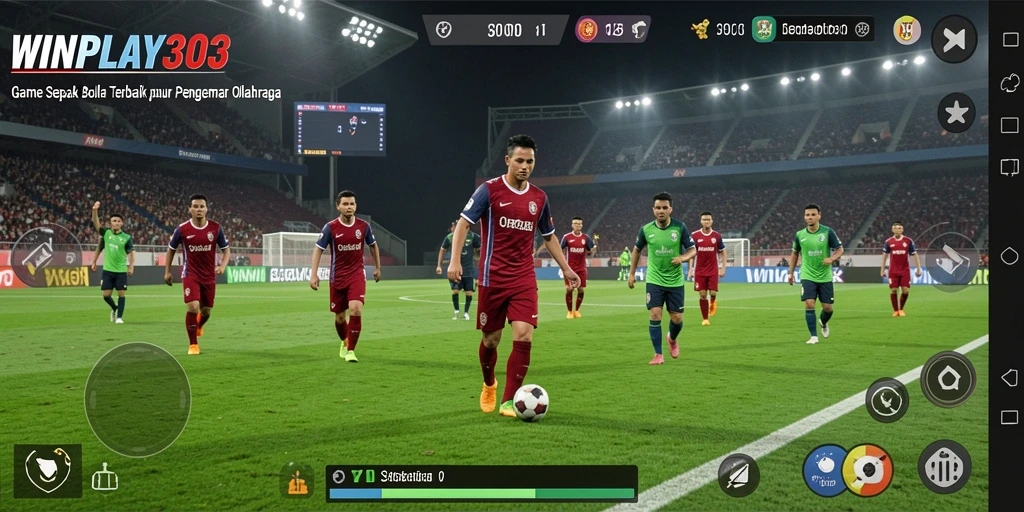 Tangkapan layar dari gameplay <strong>WINPLAY303</strong> dengan aksi sepak bola yang intens.
